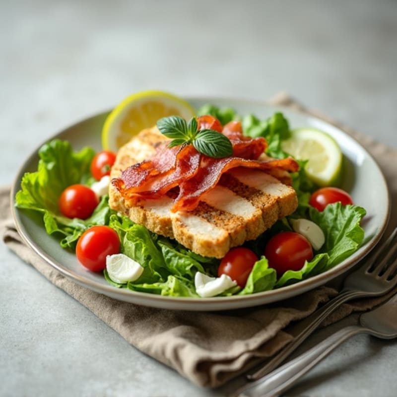 Crispy Chicken BLT Salad with Creamy Avocado Dressing