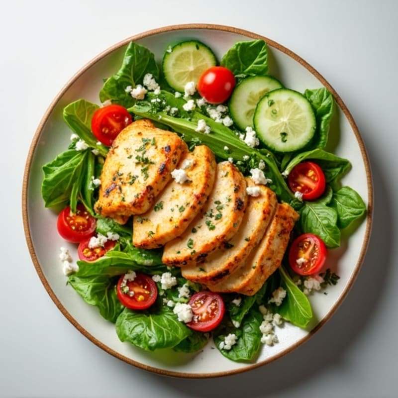 Lemon-Herb Chicken Salad with Crispy Greens and Tangy Vinaigrette