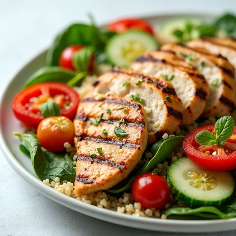 Grilled Chicken and Quinoa Salad with Fresh Vegetables