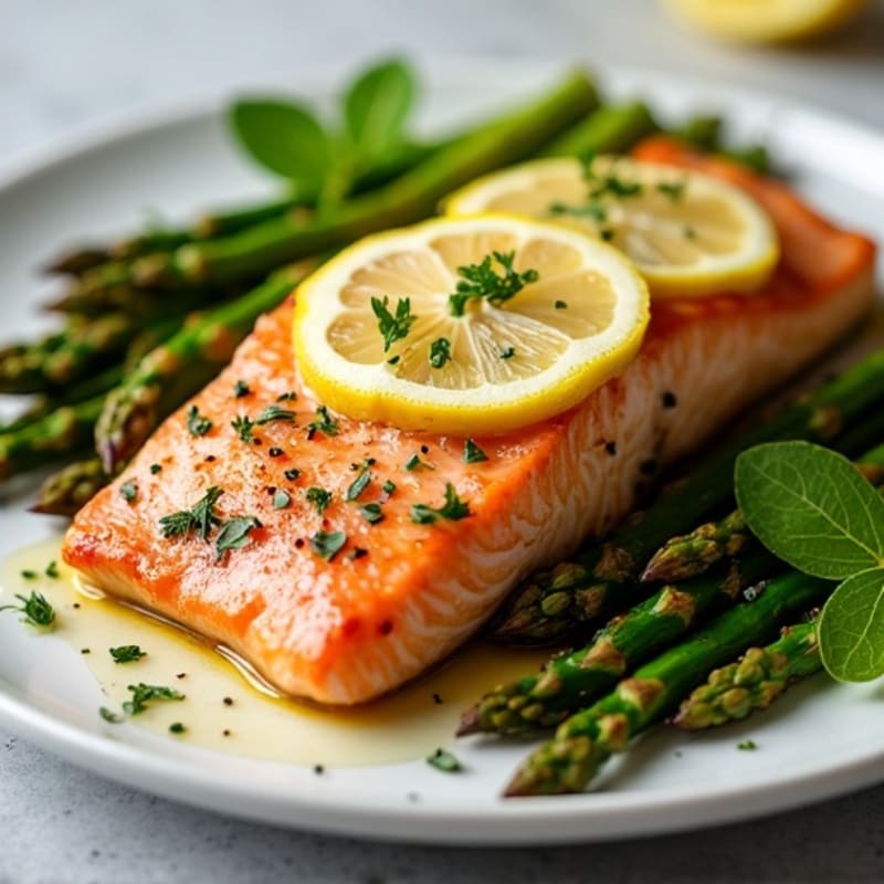 Sheet Pan Lemon Herb Salmon with Crispy Roasted Asparagus