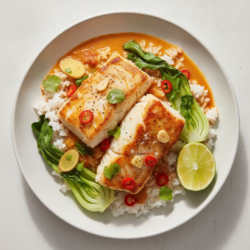 Cod in Red Curry with Coconut Rice