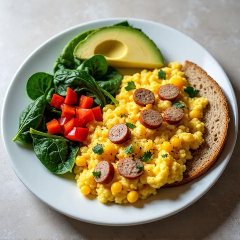 Egg White and Turkey Sausage Scramble with Spinach