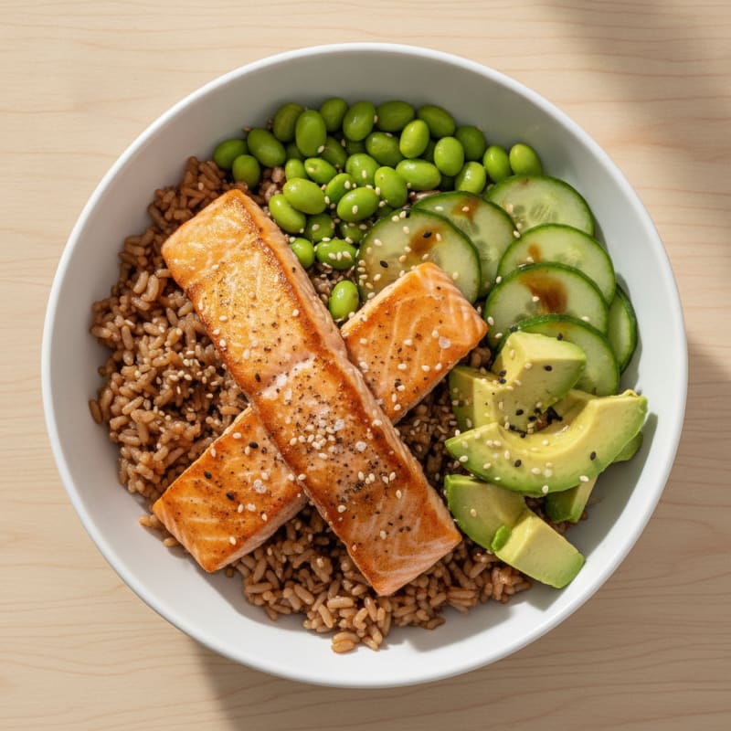 Sushi Rice Bowl with Salmon and Avocado