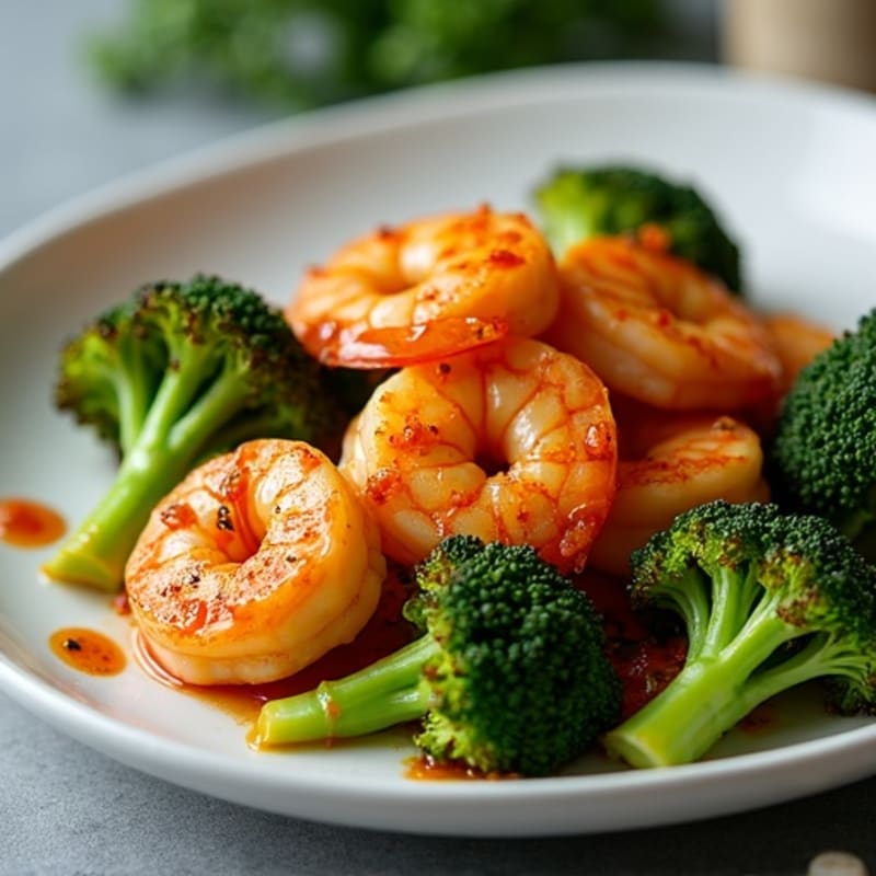 Pan-Seared Sweet Chili Shrimp with Roasted Broccoli