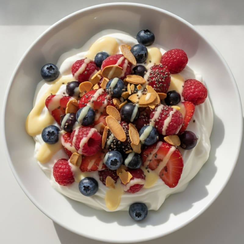 Creamy Greek Yogurt Bowl with Protein Powder and Mixed Berries