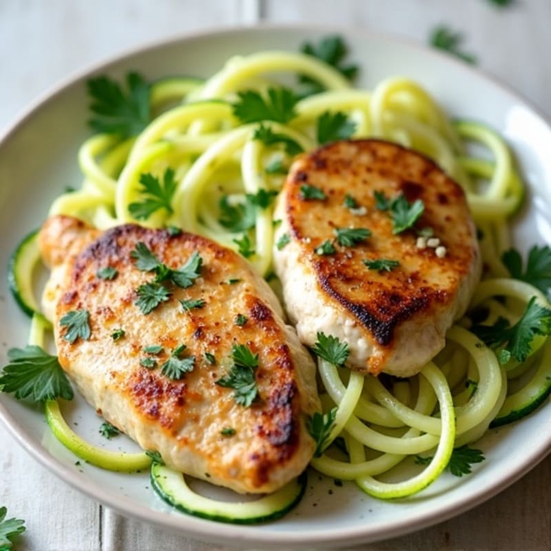 Creamy Garlic Chicken with Zucchini Noodles