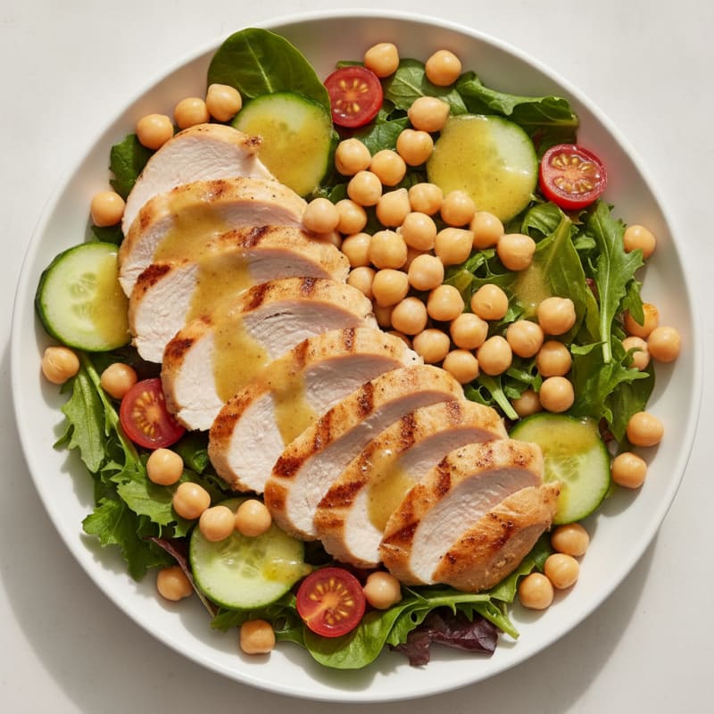 Grilled Turkey Breast Salad with Chickpeas and Lemon Vinaigrette