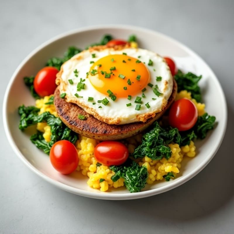 Egg White Scramble with Turkey Sausage and Spinach