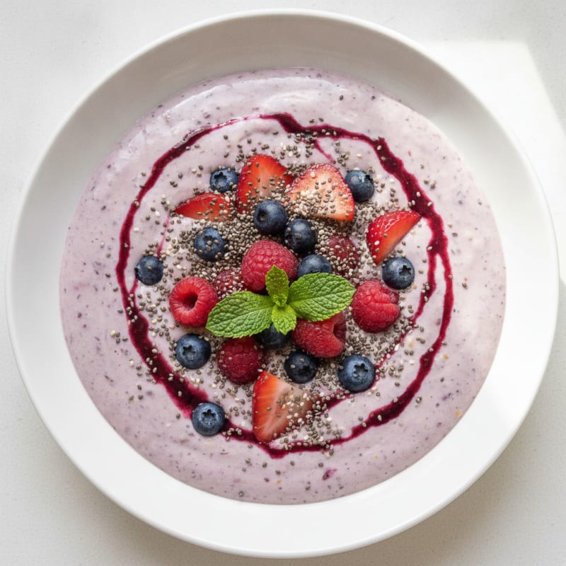 Silky Tofu Protein Smoothie with Chia and Berries