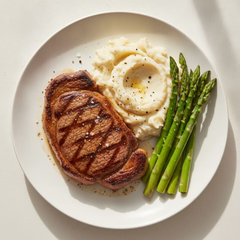 Pan-Seared Steak with Garlic Mashed Potatoes
