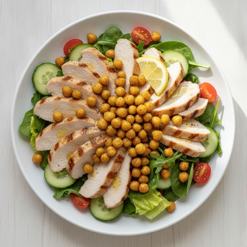 Grilled Turkey Breast Salad with Crunchy Chickpeas