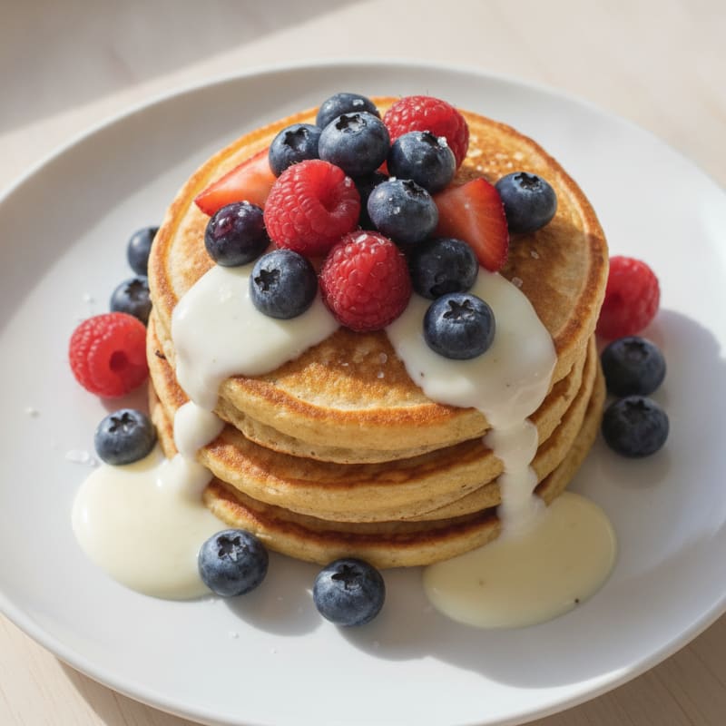 Fluffy Protein Pancakes with Berries