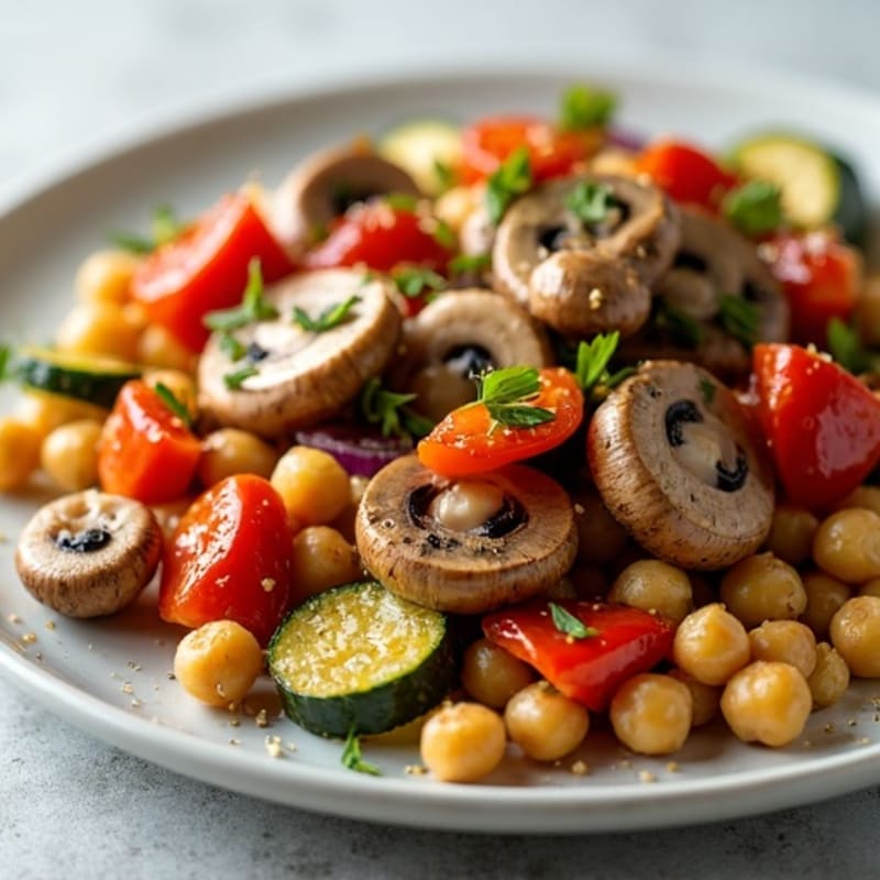 Tender Roasted Garlic Butter Mushrooms with Roasted Vegetables
