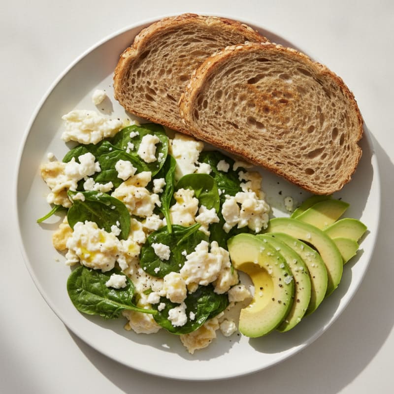 Scrambled Eggs with Spinach and Feta