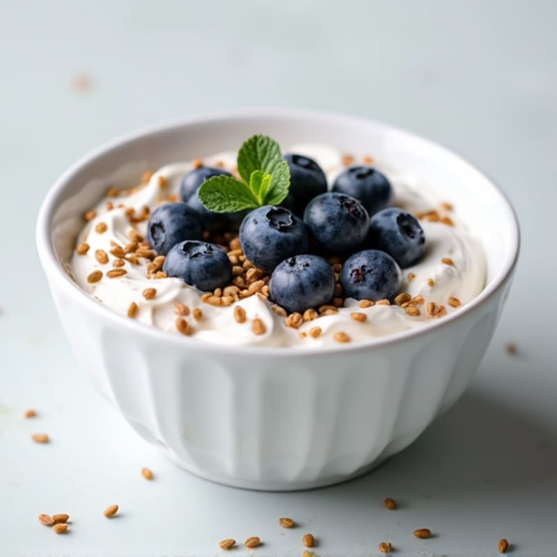 Greek Yogurt with Hemp Seeds and Blueberries