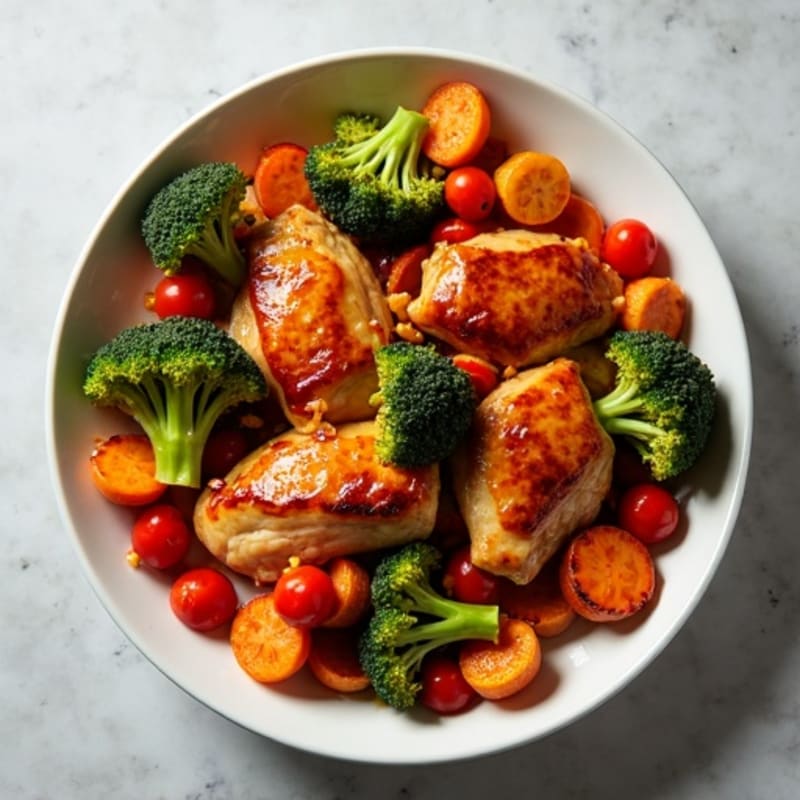 Sheet Pan Sticky Sweet & Sour Chicken and Roasted Vegetables