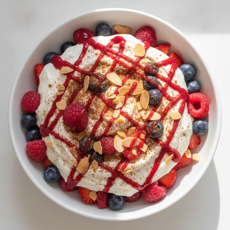 Greek Yogurt Protein Parfait with Mixed Berries and Almonds