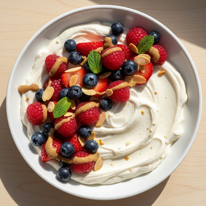 Silky Greek Yogurt Protein Mousse with Mixed Berries