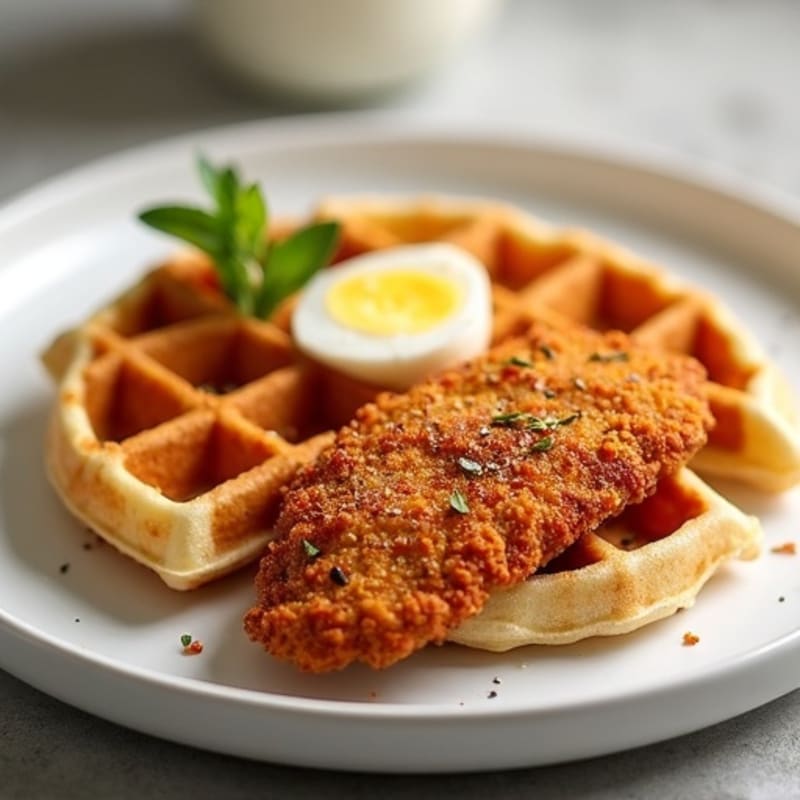 Crispy Baked Chicken with Fluffy Protein Waffles