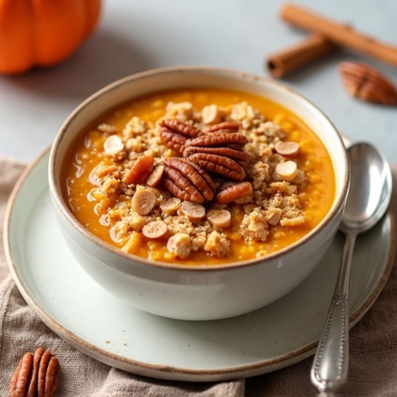 Pumpkin Spice Protein Oats with Maple Pecans