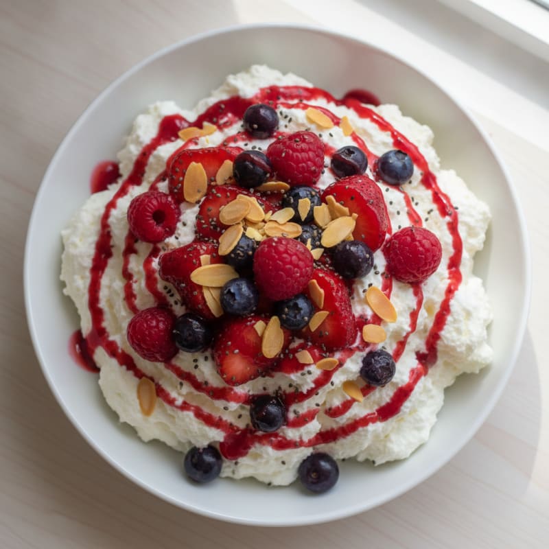 Greek Yogurt Protein Mousse with Mixed Berries