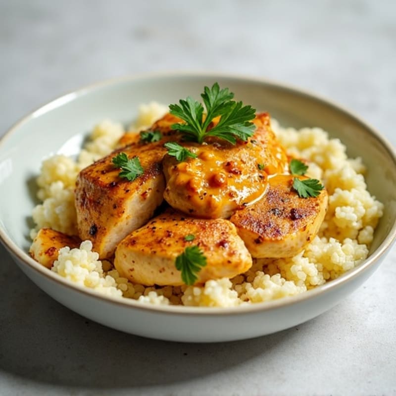 Creamy Yogurt-Spiced Chicken with Cauliflower Rice