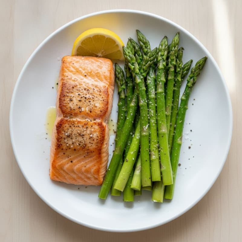 Pan-Seared Salmon with Roasted Asparagus