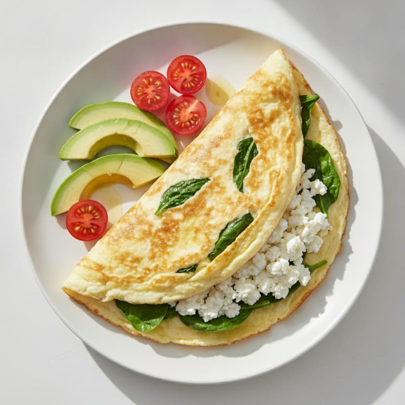 Egg White Spinach Omelet with Cottage Cheese