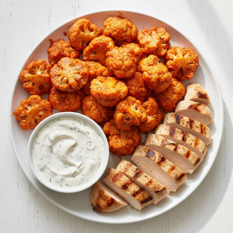 Buffalo Cauliflower Bites with Ranch Dip