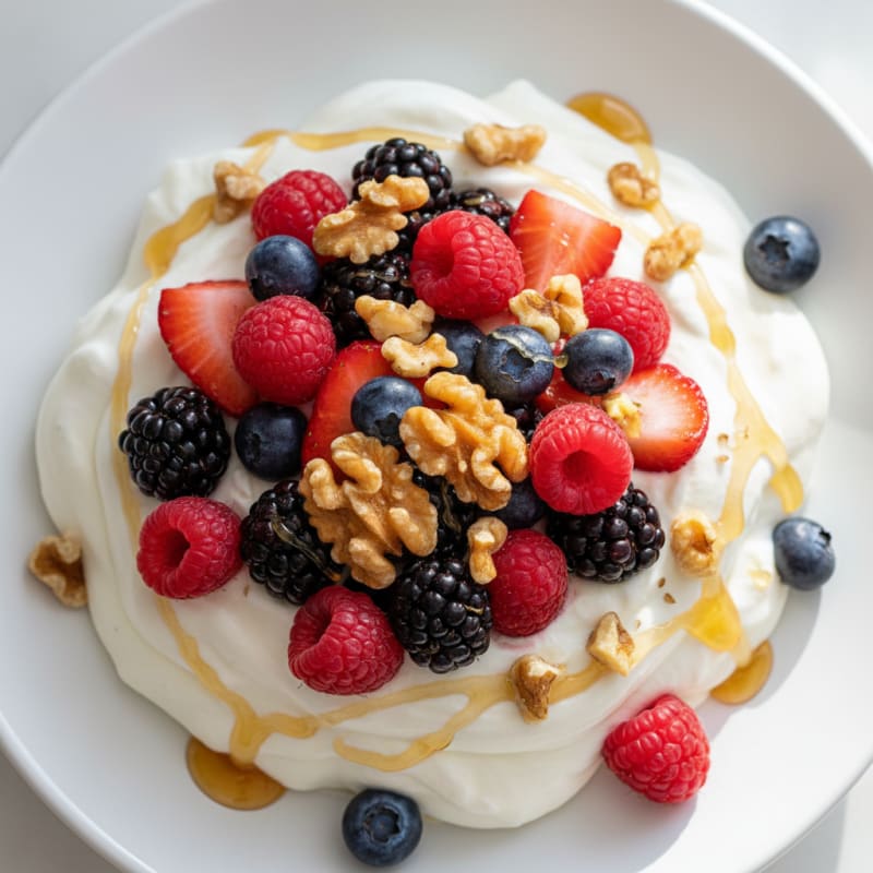 Greek Yogurt Protein Mousse with Mixed Berries
