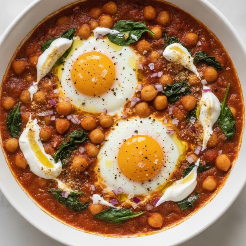 Baked Eggs with Spiced Chickpeas