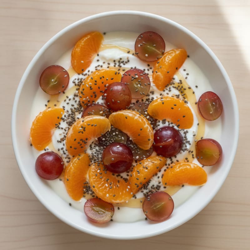 Greek Yogurt Bowl with Mandarin Oranges and Chia Seeds