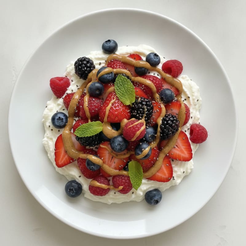 Silky Greek Yogurt Protein Mousse with Mixed Berries