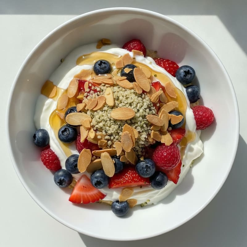Greek Yogurt Protein Parfait with Mixed Berries