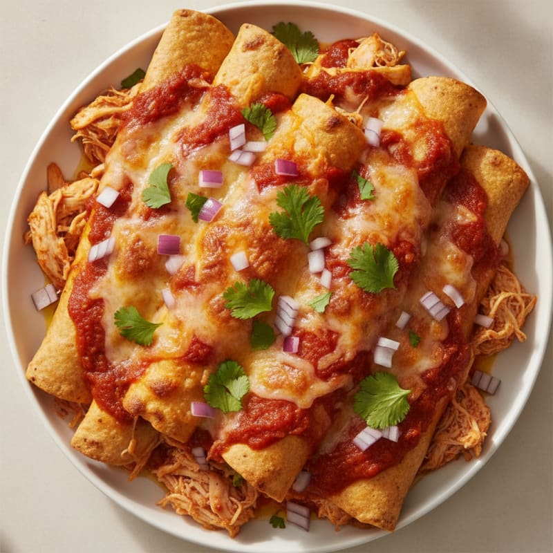 Chicken Enchiladas with Red Chili Sauce