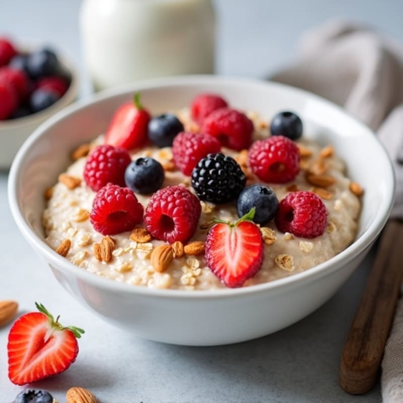 Creamy Protein Oatmeal with Berries and Nuts