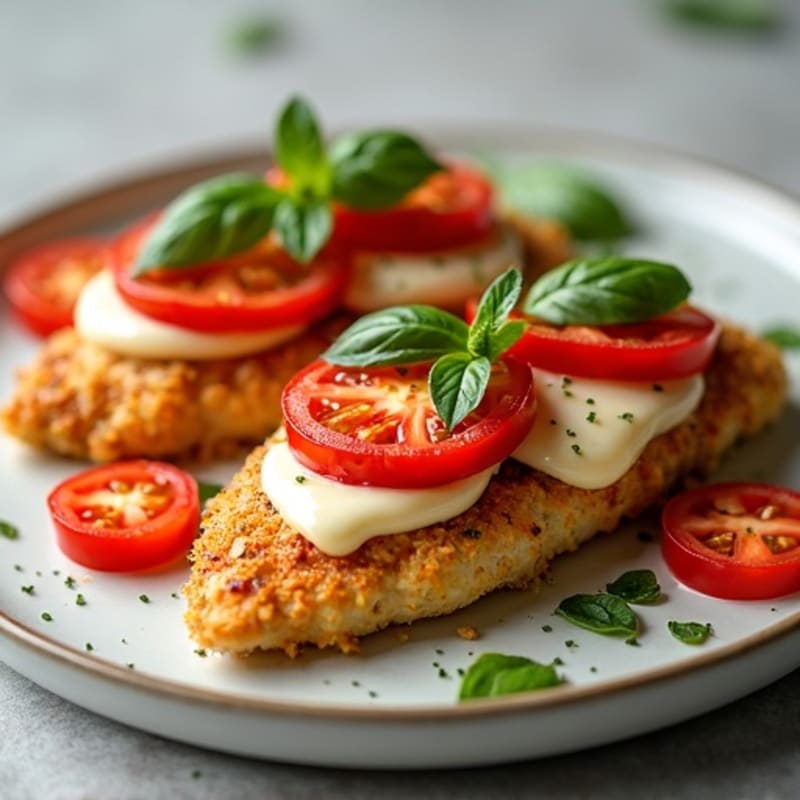 Crispy Baked Chicken with Fresh Tomato, Basil, and Melted Mozzarella