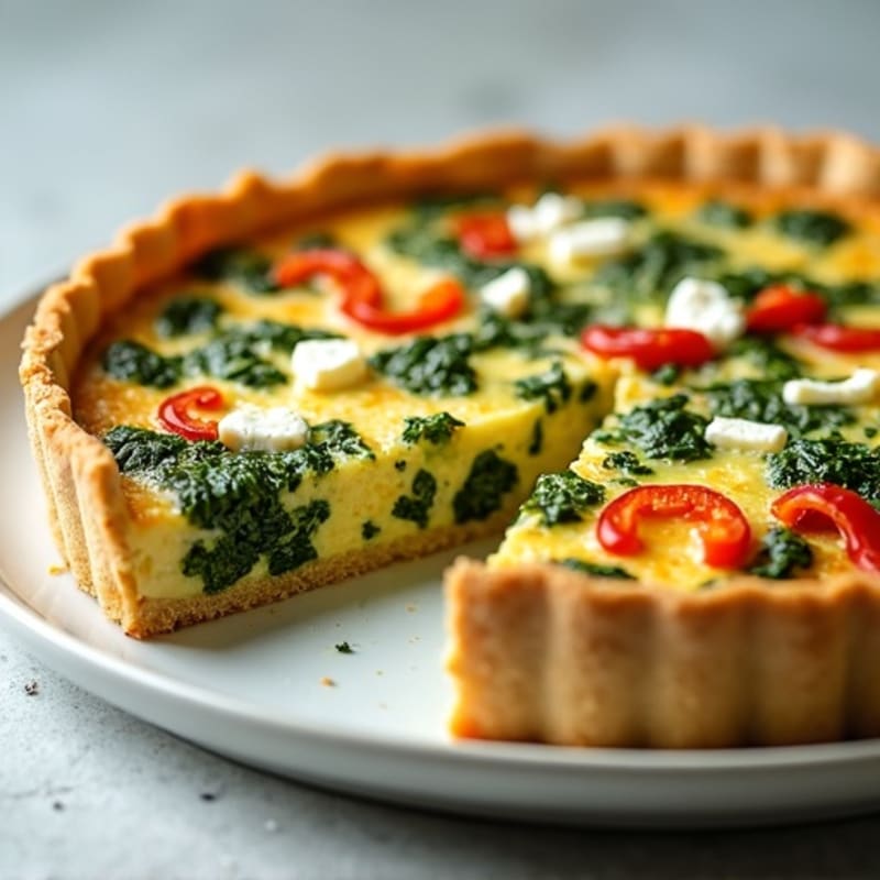 Fluffy Spinach Feta Crustless Quiche