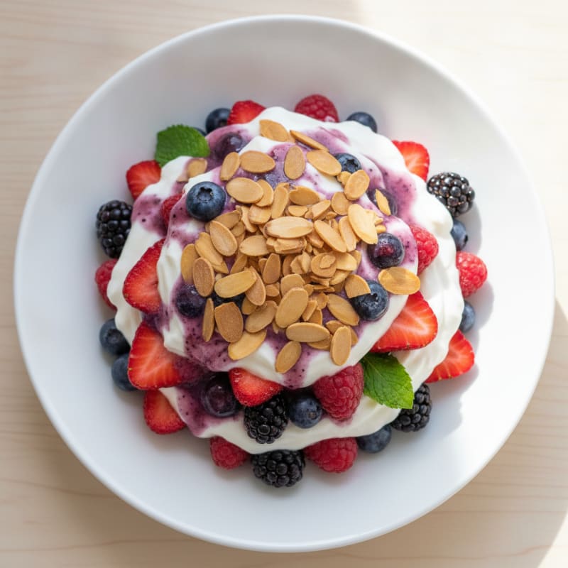 Greek Yogurt Protein Parfait with Mixed Berries