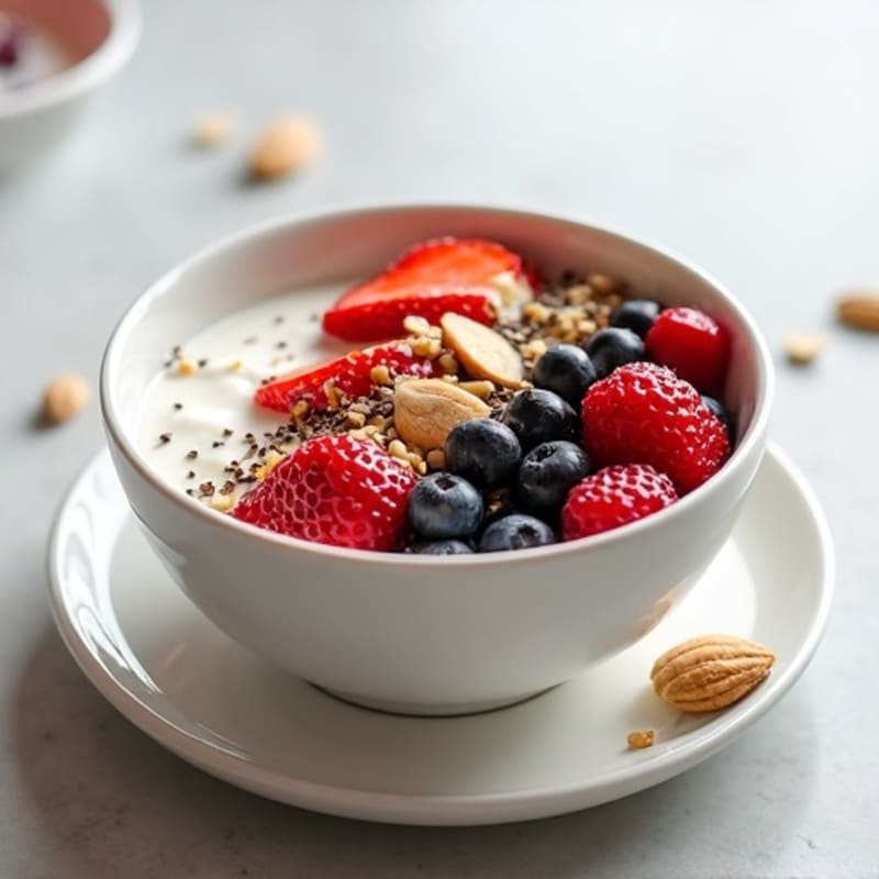 Creamy Berry Yogurt Bowl with Crunchy Nuts and Seeds