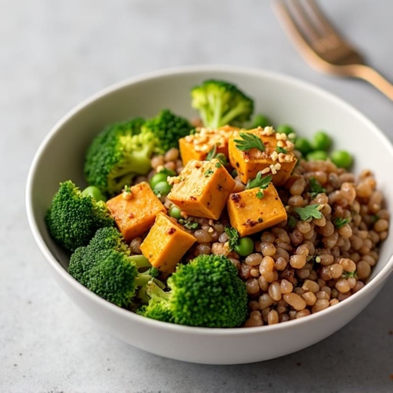 Lentil and Edamame Power Bowl with Roasted Broccoli