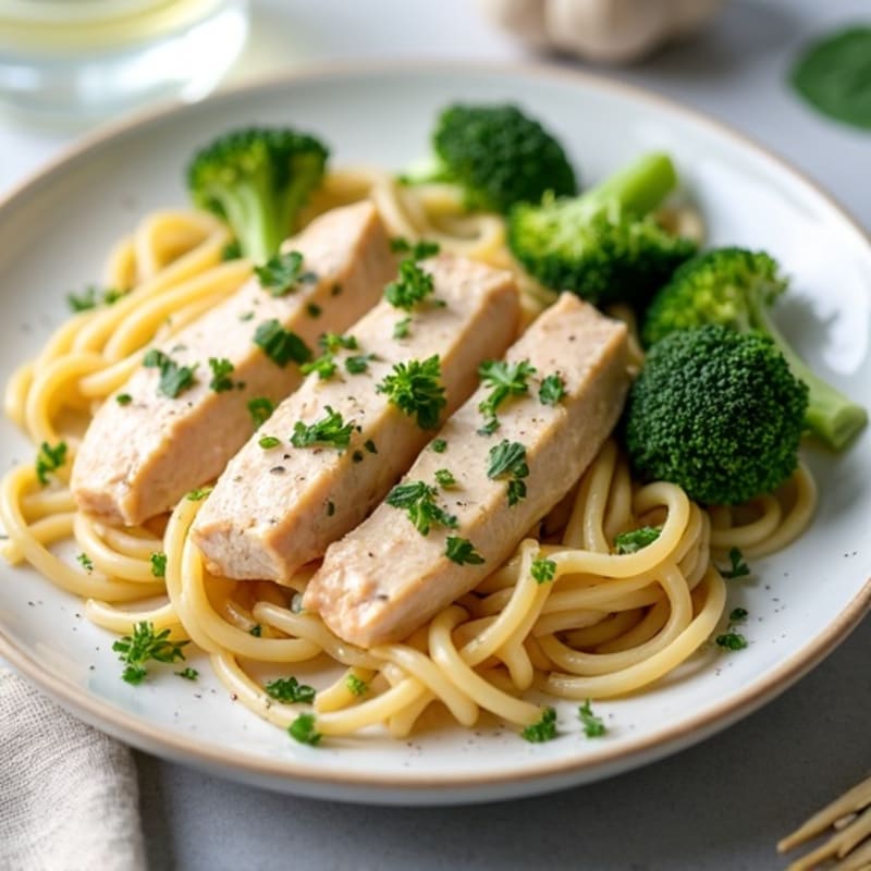Healthy Creamy Chicken Alfredo Pasta