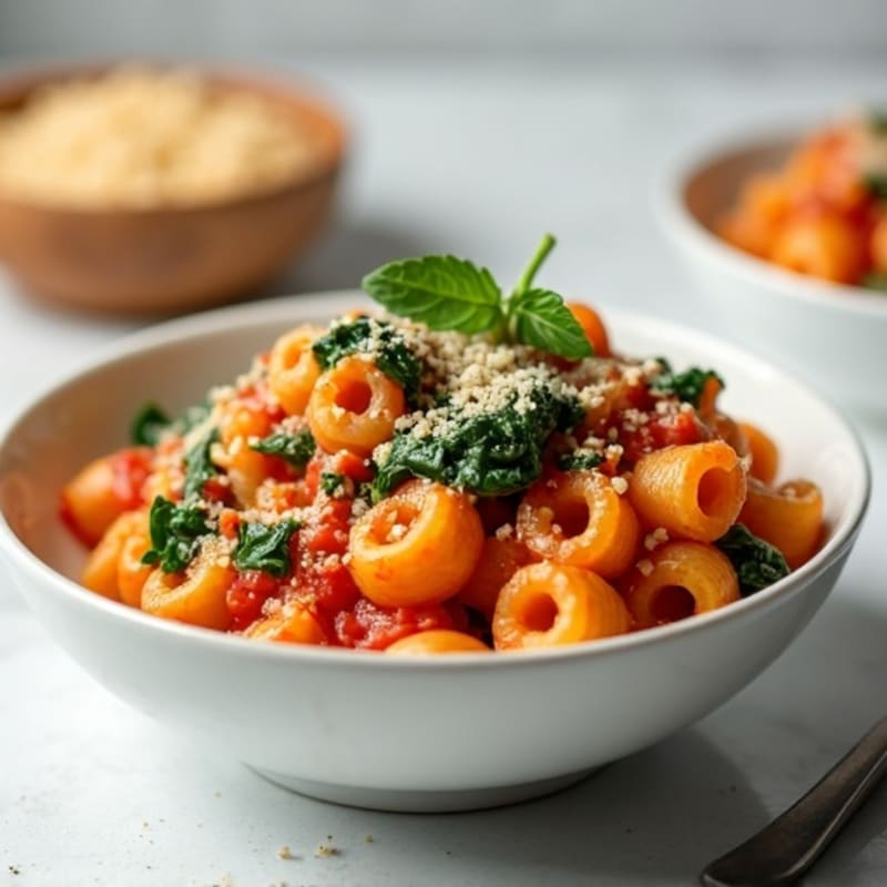 Lean Ground Turkey Baked Ziti with Spinach and Creamy Ricotta