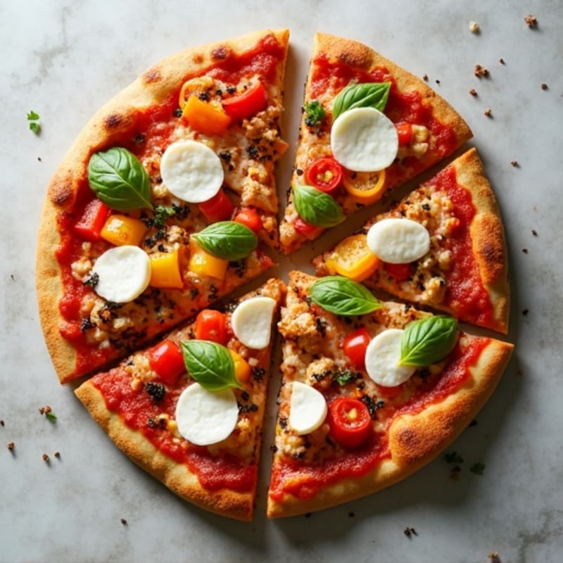 Crispy Whole Wheat Chicken and Roasted Vegetable Pizza