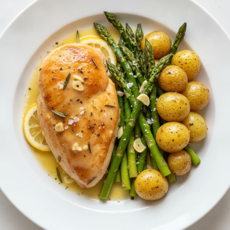 Lemon Herb Roasted Chicken with Asparagus