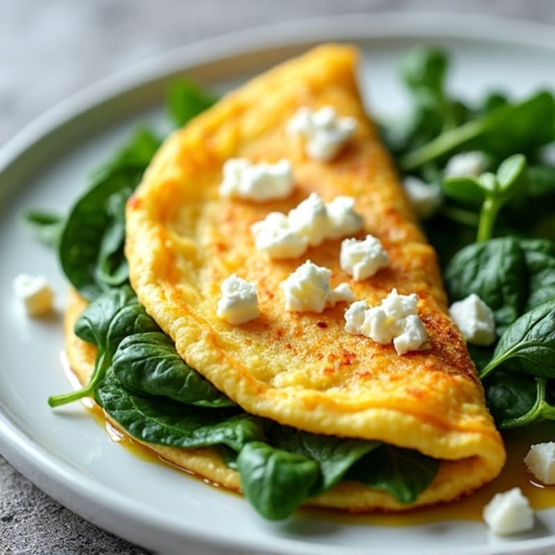Fluffy Spinach Feta Omelet