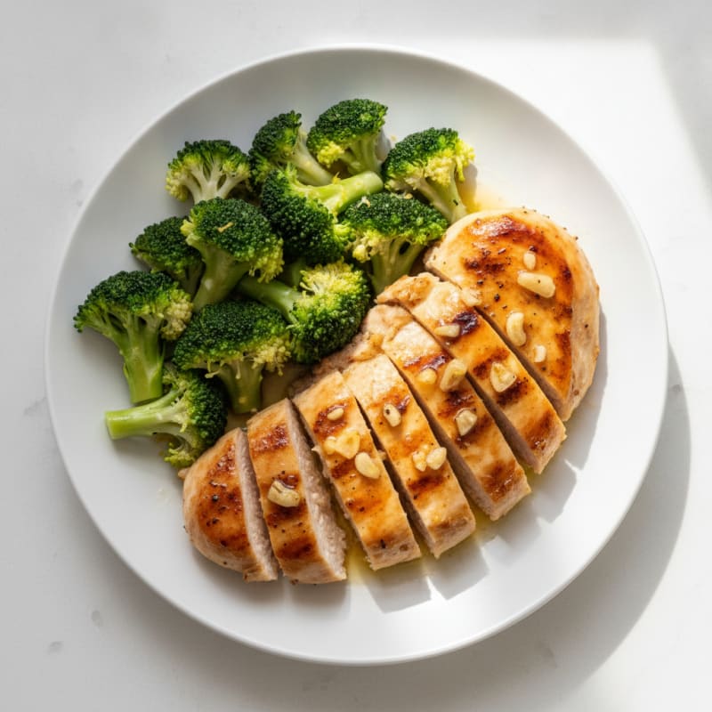 Seared Lemon Garlic Chicken with Steamed Broccoli