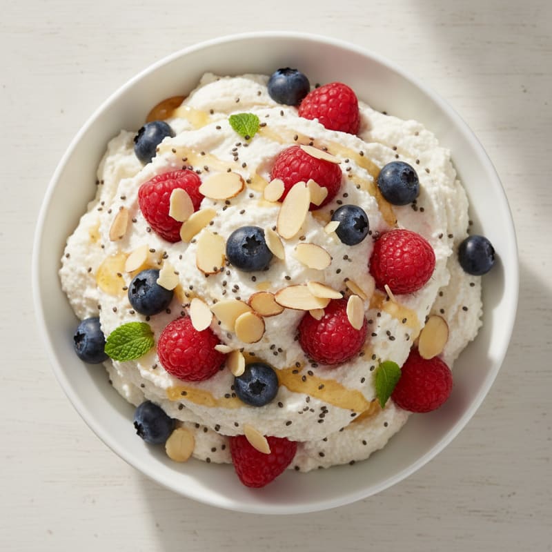 Greek Yogurt Protein Mousse with Mixed Berries