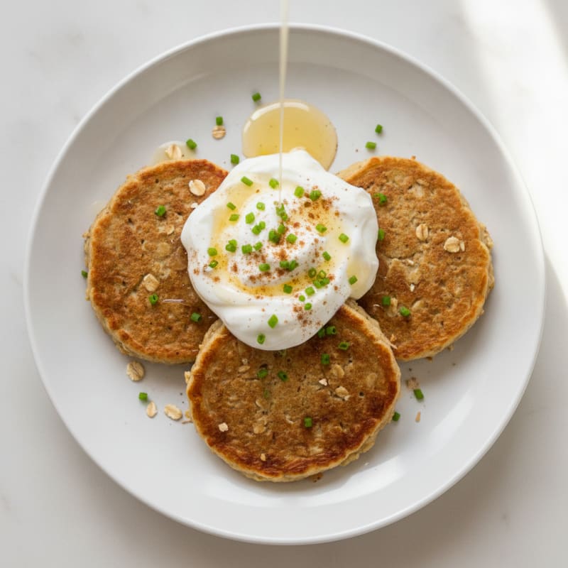 Spiced Cottage Cheese Oat Pancakes