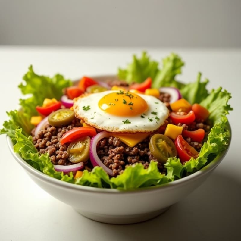Lean Ground Beef Big Mac Bowl with Fresh Veggies